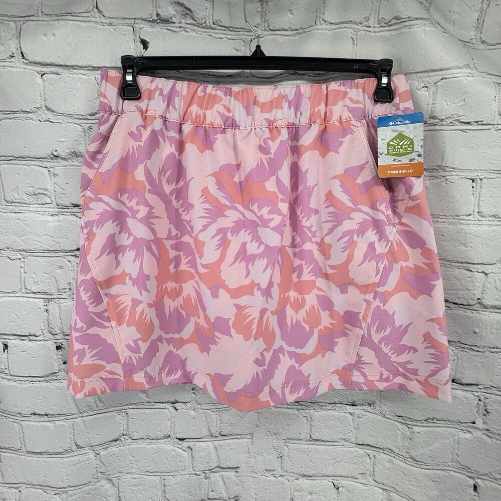 NWT Columbia Skort Women's XL Pink Bogota Bay Tropical Print Omni Shield